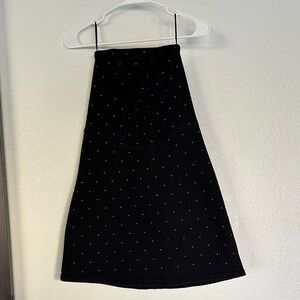Elegant Black Strapless Dress with Subtle Dots